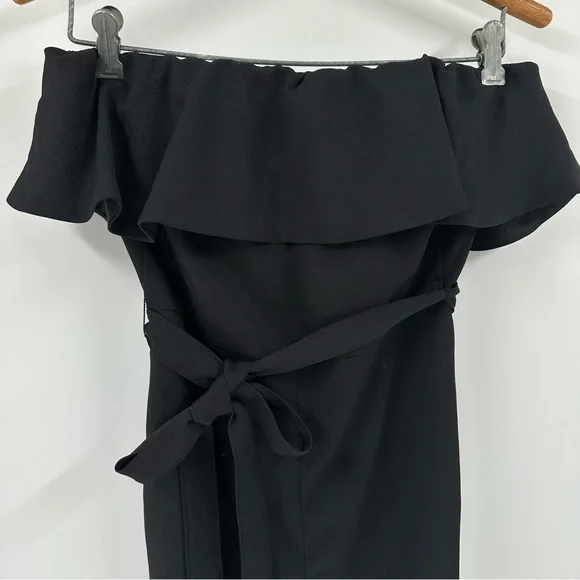 ARITZIA Babaton Black Flutter Jumpsuit Sz 8 Self Tie Belt Resort Party Pretty - Picture 4 of 16